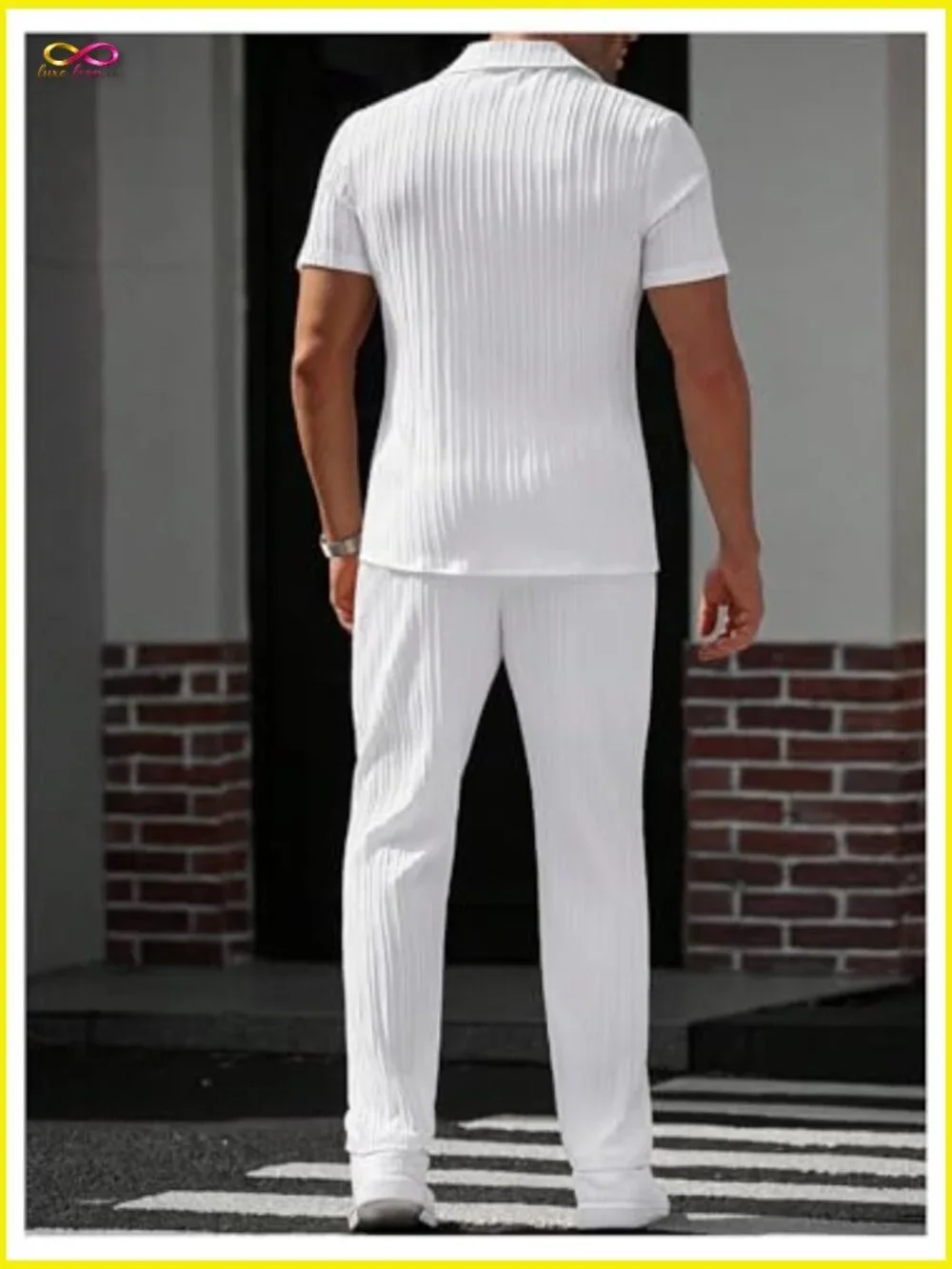 Men's Summer Suit Set Button Down Shirt and Pants Golf Casual Outfit
